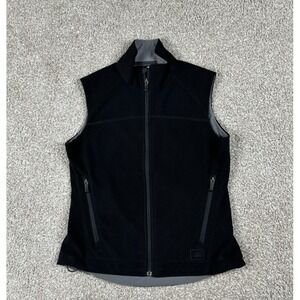 REI Vest Womens Small Black Full Zip Outdoors Lightweight Fleece Mock Neck‎